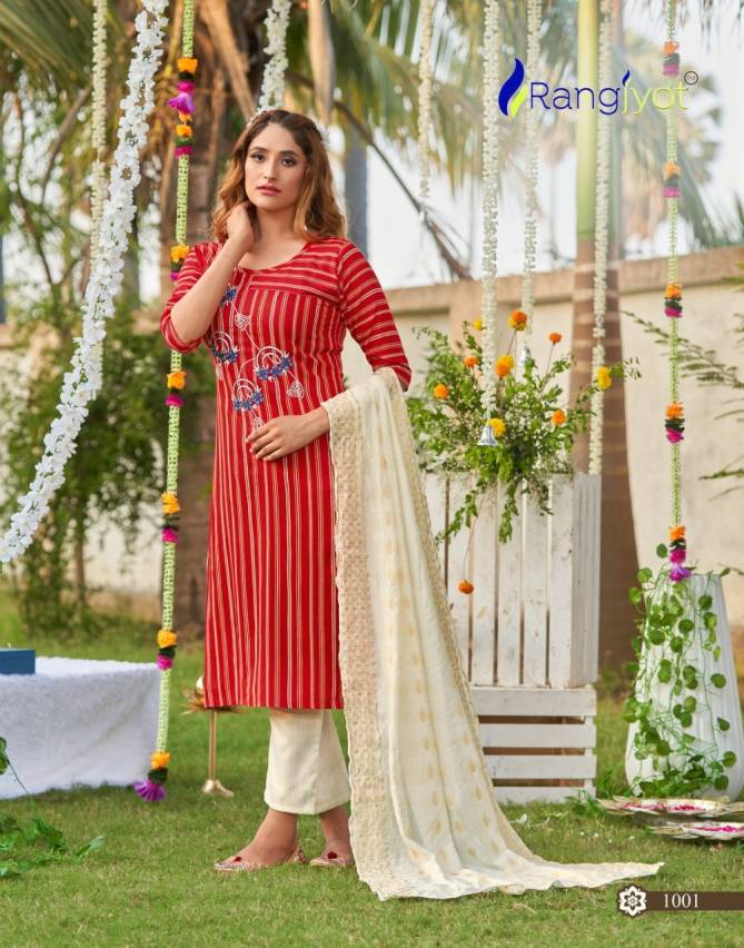 Rangjyot Muskan 1 New Exclusive Wear Fancy Kurti With Pant And Dupatta Readymade Collection